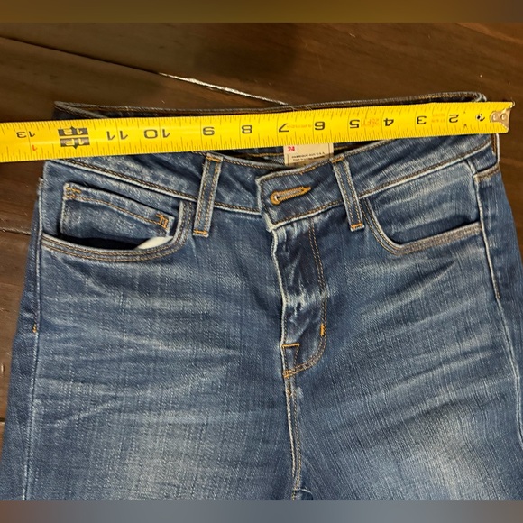 L'AGENCE Blue Flare Raw Hem Crop Jeans 24 - Picture 4 of 6